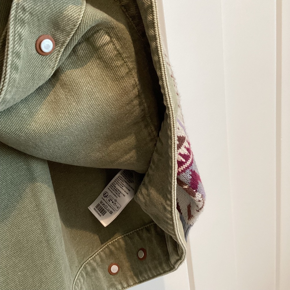 Anthropologie Sweater Sleeve Utility Jacket Pilcro Denim New Large Army Green - Picture 11 of 15